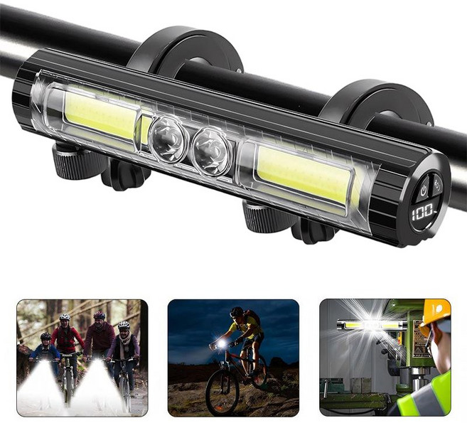 Shipshape 자전거라이트 LED 충전식 불빛조절 전조등 후미등 후레쉬 전조등 헤드라이트 조명 야간등 안전등, 1개, MY19-롱 스타일(18cm)