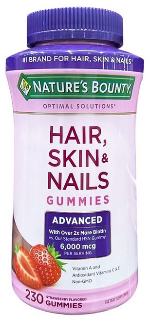 Nature's Bounty 頭髮、皮膚及指甲軟糖 草莓風味, 1個, 230顆