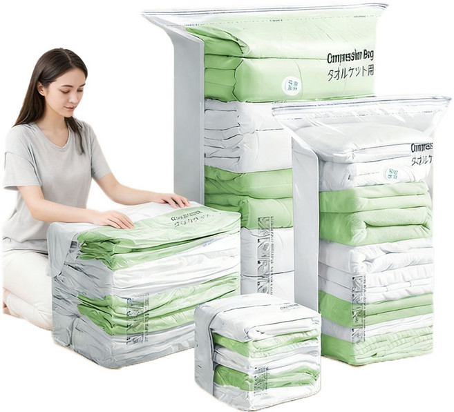 무펌프 핸디 의류/이불용 압축팩 손으로 누르면 끝!, 5개, 1세트