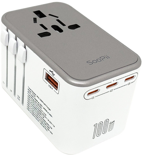 Soopii GaN 100W PD 여행용 해외 멀티플러그 어댑터 콘센트 돼지코 TA100, 1개