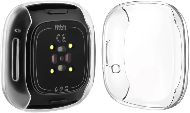 Fitbit Versa 4용 소프트 TPU 풀 커버 케이스 Sense 화면 보호기 도금 범퍼, 04 For Fitbit Versa 3, 04 Clear