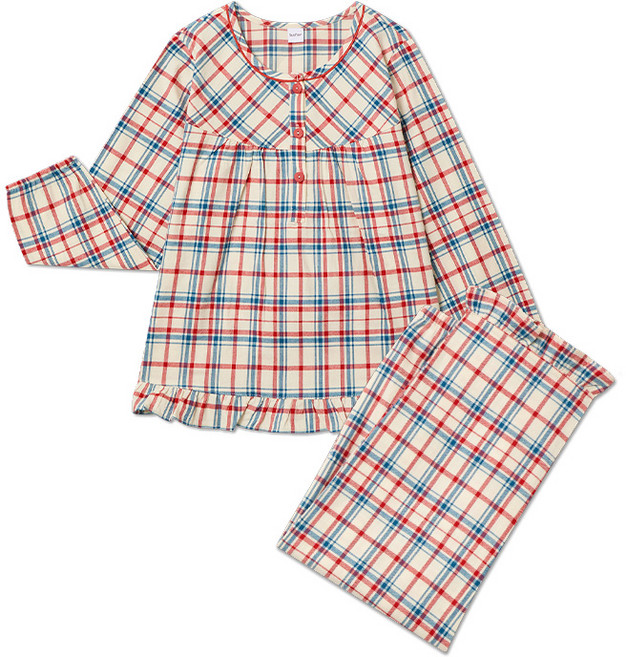수아팜 여아 러블리 체크 코튼 긴팔 파자마 세트