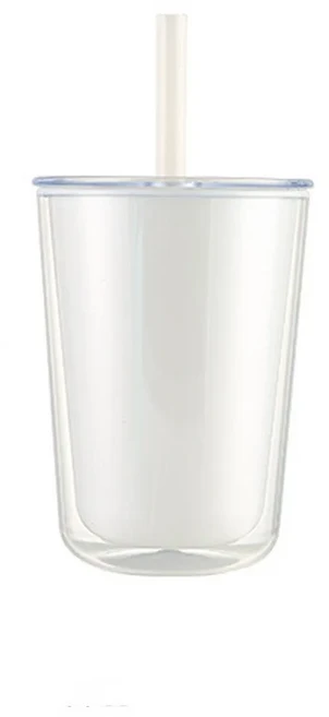 실용적인 대용량 이중 레이어 빨대 컵 밀폐형 누수 방지 플라스틱 물병 낙하 밀크티 여름, 01 White