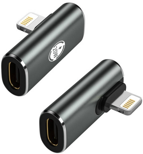 C公轉Lightning母 充電轉接頭 適用於Apple裝置, C母轉lighting公中插20w快充, 1個