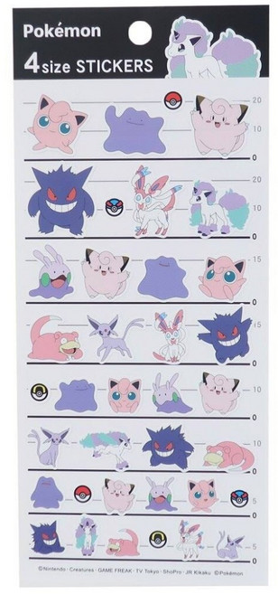 寶可夢 Pokémon 貼紙 皮卡丘 耿鬼 波加曼 百變怪 四種尺寸 日本製, 耿鬼、百變怪紫粉款（現貨/300735）