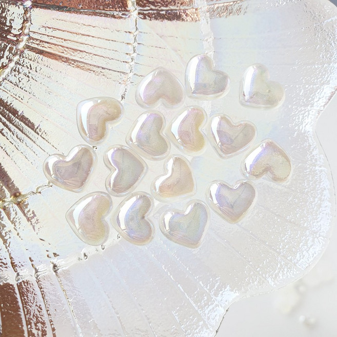 투웨이 오로라 하트 반진주 3종 사이즈, 20mm*17mm, 2세트, 오로라 워터화이트