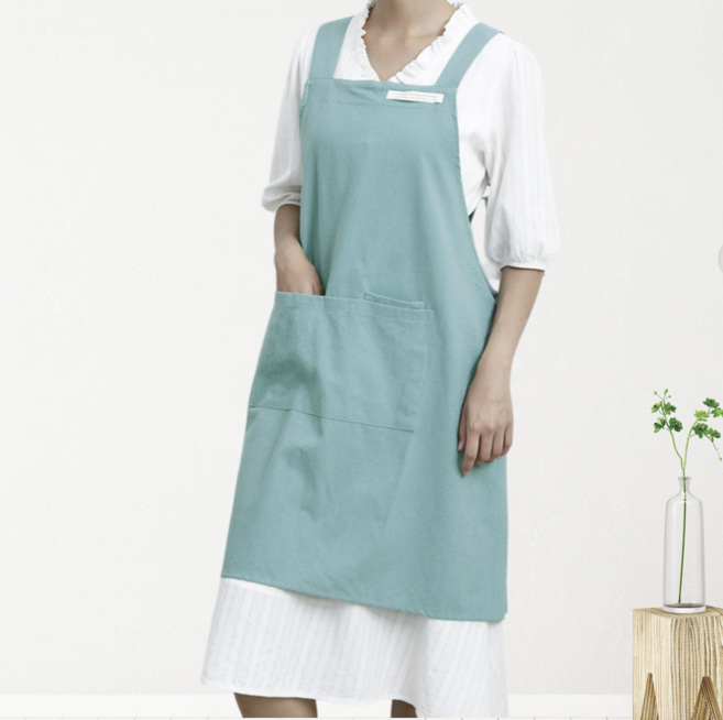 이드림 100% 순면 부드러운 천연 원단 파스텔로 앞치마, 1개, 스카이민트