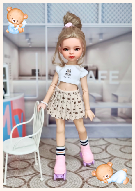 도리스돌 옷 ( 미키 곰돌이 3종세트 ) bjd 구체관절인형 30cm인형 <완제품>, 1개