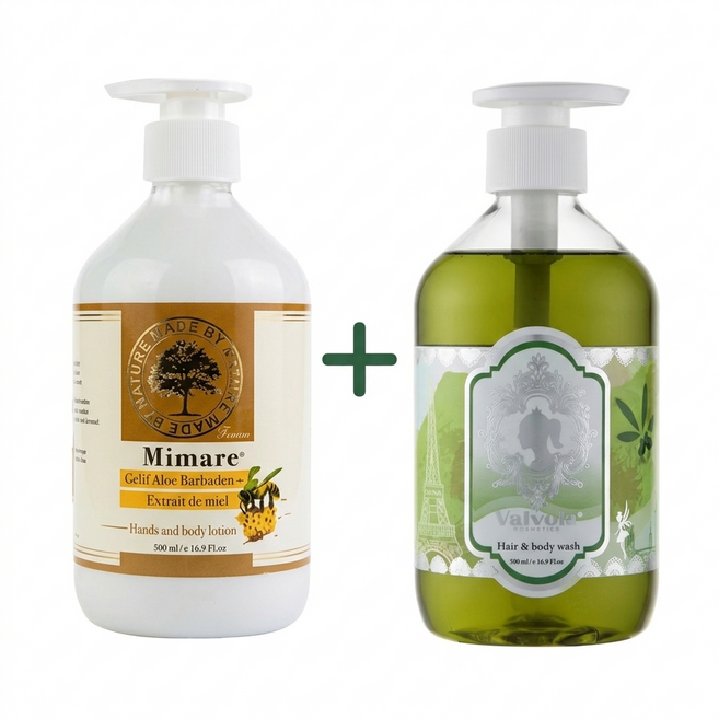 Mimare 蜂蜜蘆薈護手身體乳 + Valvola 金盞花三合一潔膚露, 2個, 500g
