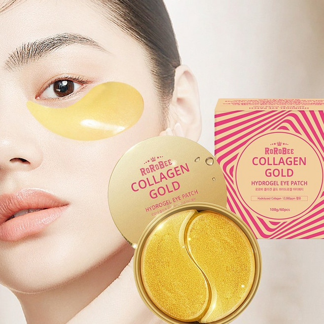 로로비 24k 골드 함유 하이드로겔 콜라겐 대형 아이패치, 60개입, 5개