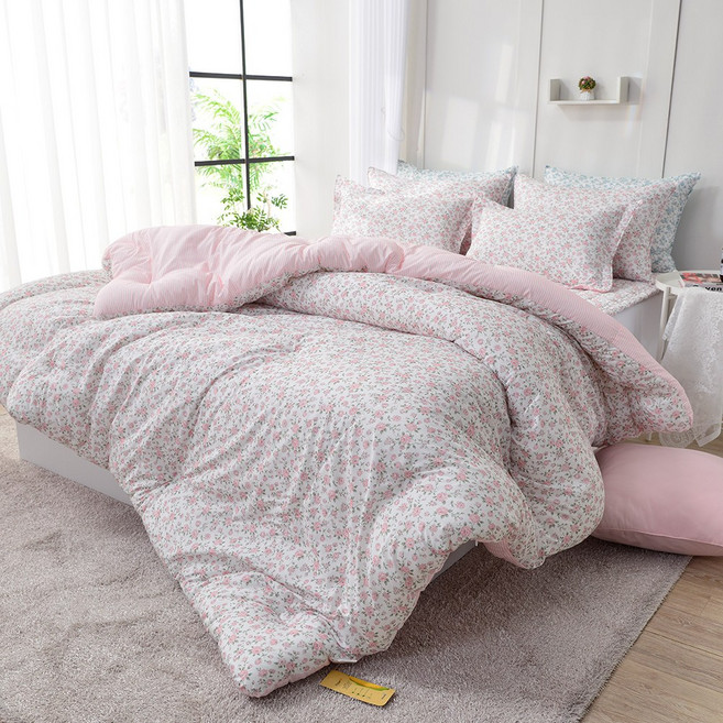 리틀로즈 마이크로 모달 차렵이불+카페트+베개커버 세트 / SS Q / 봄가을겨울이불