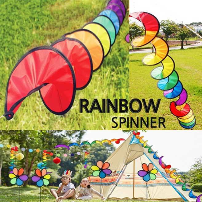 레인보우스피너(130cm) 감성캠핑 무지개가랜드 체육대회 오픈장식 입구장식 터프 텐트장식