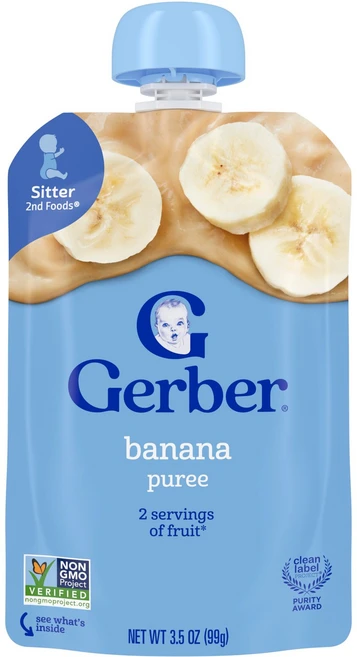 Gerber 2nd Foods® 과일 퓨레 시터 바나나 99g(3.5oz) Gerber (거버), Gerber, 2nd Foods®, 과일 퓨레, 시터, 1 - 쿠팡