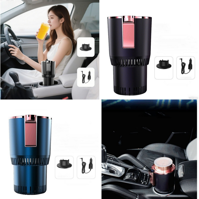 [성의] 12V차량용 쿨링컵 홀더 냉각+보온 2in1 자동차 보냉 컵홀더 LED터치 자동차 TEC반도체 야외 캠핑 낚시 출장 여행 급속냉각 보온 홀더, 12V차량전용판-블랙실버