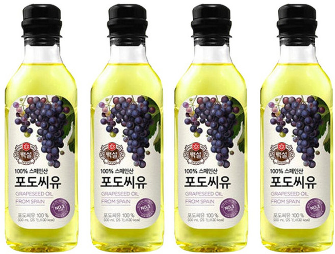 CJ제일제당 백설 포도씨유 500ml x 4개 식용유