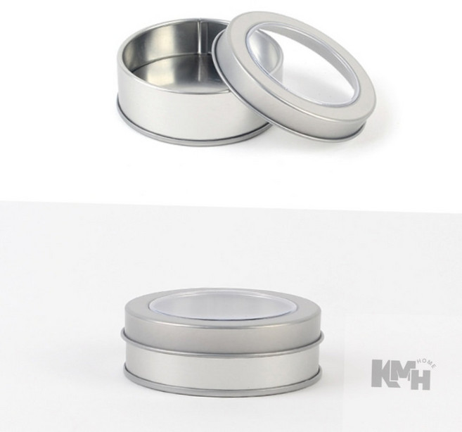 다목적 원형 틴케이스 투명틴케이스 철재원형보관함 chl+917mU, 65x40mm - 투명창