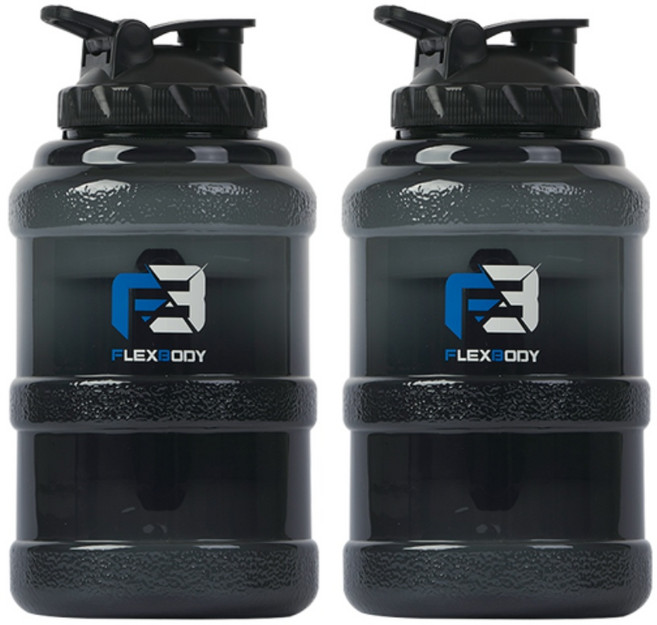 플렉스바디 대용량 물통 쉐이커 보틀, 블랙2P, 2.5L, 2개