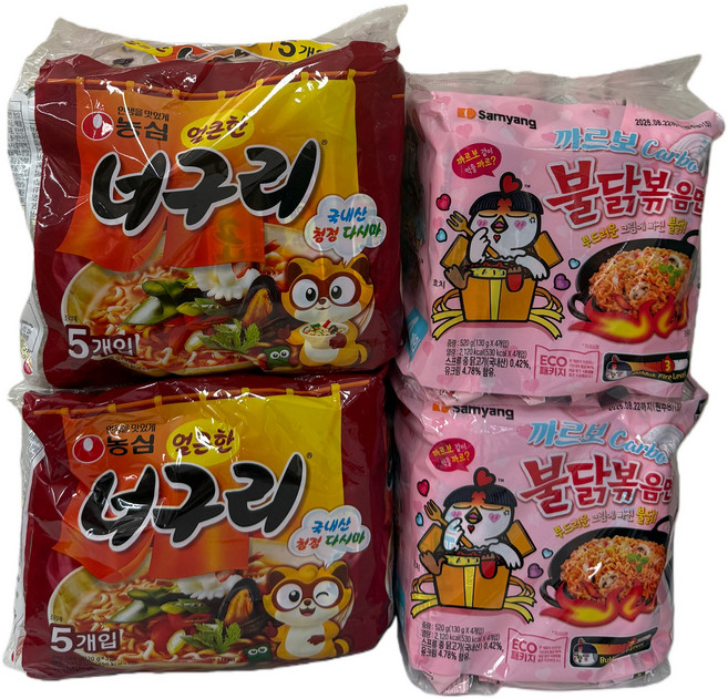 (장우) 삼양 까르보 불닭볶음면 8봉 +농심 얼큰 너구리 10봉, 18개