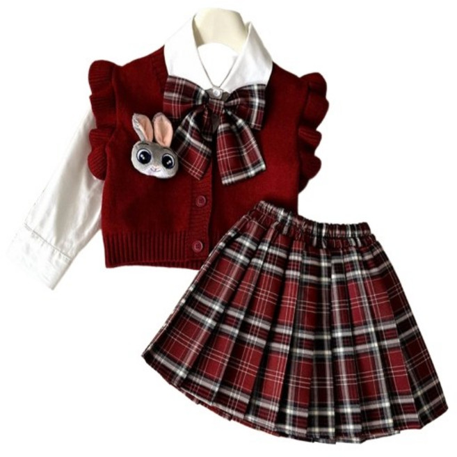 유] 여아 간절기 봄 가을 스쿨룩 치마 세트