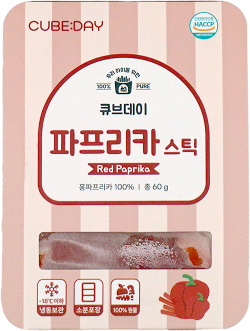큐브데이 파프리카 스틱 아이주도식 핑거푸드 BLW 다진 야채 채소 토핑 죽, 60g, 1개