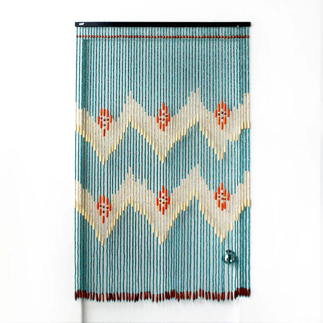 나무 구슬 문발 목각발 블루 ( 창문발 현관문발 커튼 블라인드 공간분리 파티션 빈티지 홍콩 방꾸미기 레트로 소품 비즈발 거실 가리개 )