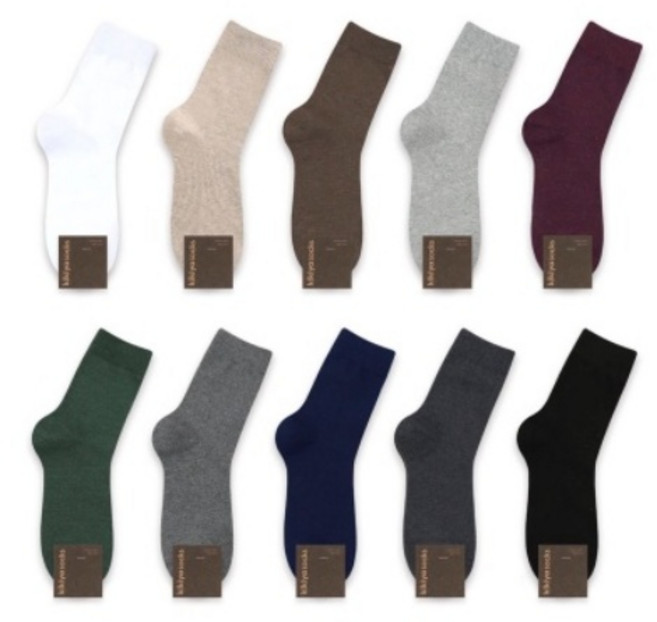 KIKIYA 남자 남성 무지 중목 10색 감성컬러 기본양말