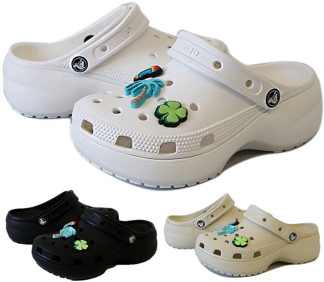 CROCS 정품 크록스 여성 클래식 플랫폼 클로그 206750 레츄 악세사리