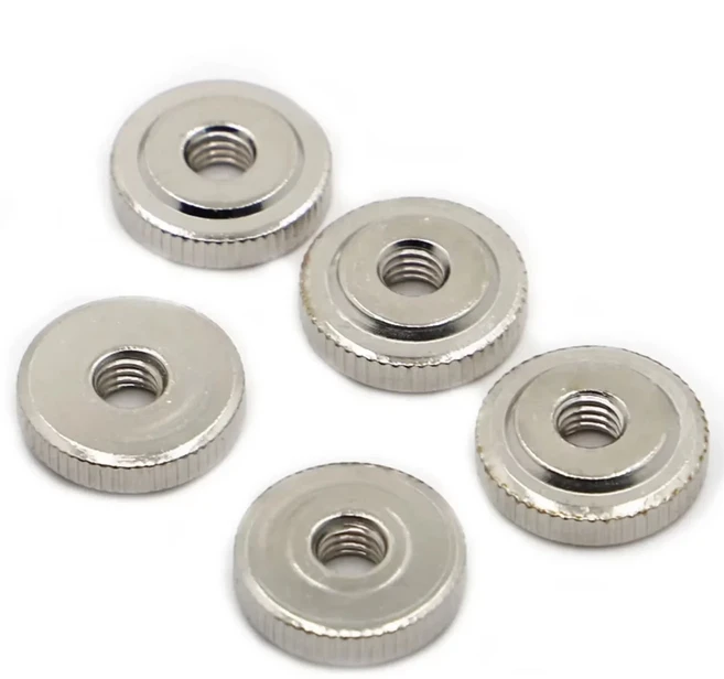 M2 스테인레스/아연 니켈 도금 핸드 너트 널링 얇은 머리 GB807 플랫, 04 M5 10pcs, 02 Nickel Plated