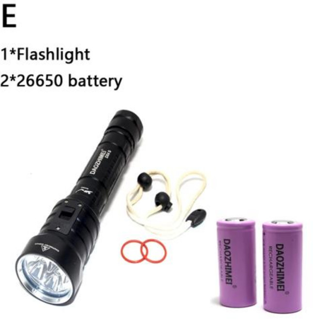 8000 루멘 DX4S LED 다이빙 손전등 3 모드 전술 다이빙 토치 수중 방수 플래시 라이트 캠핑 탐조등 100m, 9) E  White light, 9) E - White light
