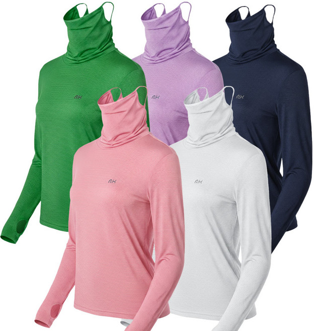 1+1 여름 여성 엄지홀 마스크 티셔츠 쿨 냉감 티 작업복 긴팔 골프이너웨어