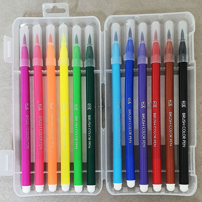 재미존 어린이 칼라붓펜 12색세트 컬러링 펜, 1세트