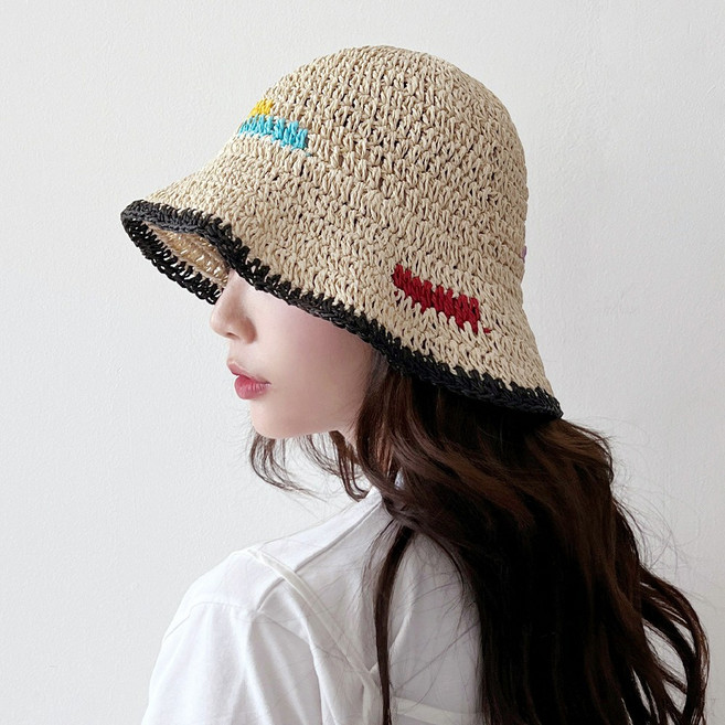 트로피컬 밀짚 여름 여성 라피아햇 왕골모자