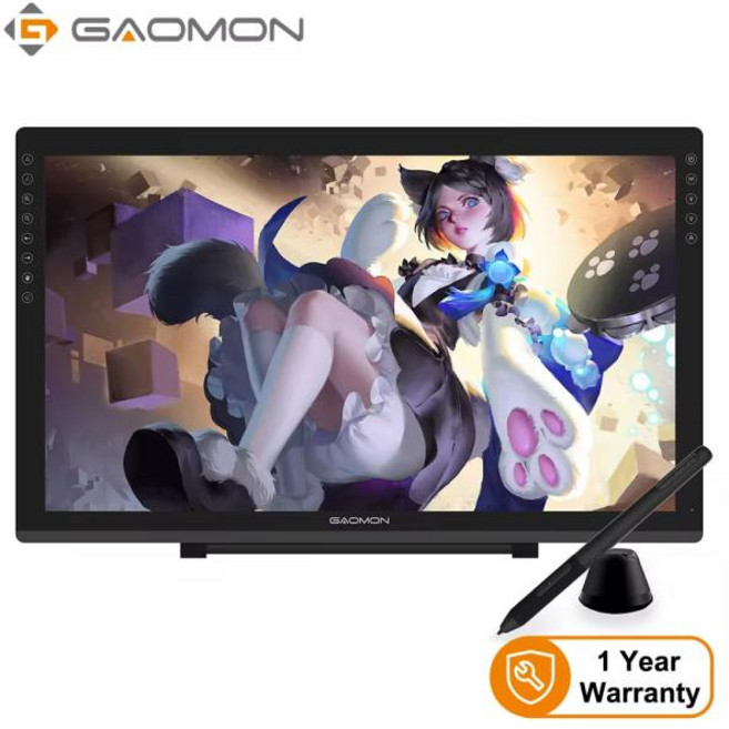 드로잉 필기 메모 패드 태블릿 전자 노트 GAOMON 92% NTSC 그래픽 모니터 펜 틸트 배터리 필요 없는 8192 21.5 인치, Black, 없음, 없음