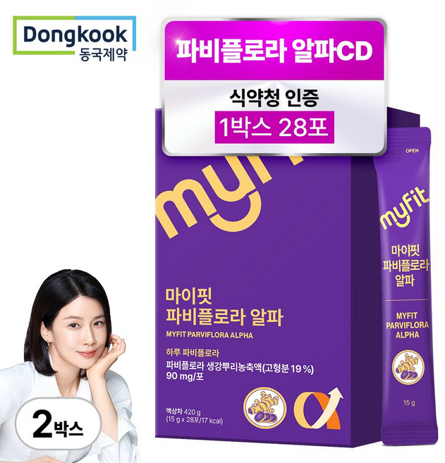 동국제약 마이핏 이보영 파비플로라 알파CD 저당 설계 액상 스틱, 2개, 420g