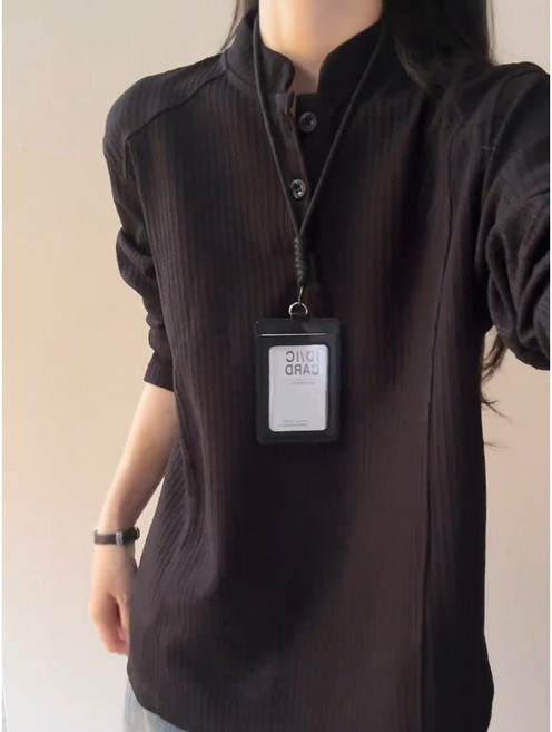 【重磅正肩潮】亨利領Polo衫 男款衛衣 長袖T恤 潮牌上衣 美式復古 無帽立領 Boxy版型 秋季內搭外穿 休閒百搭