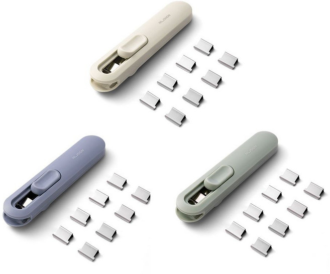 누사인 날클립 세트 중형 슬라이드 클립 리필 사무용 문구용품, 블루 (현 재고 2개)