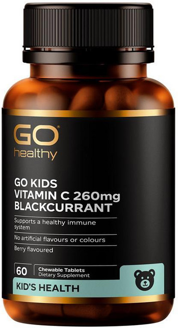 뉴질랜드 고헬씨 GO Healthy Kids Vitamin C Blackcurrant 키즈 비타민C 260mg 블랙커런트 츄어블, 1개, 60정