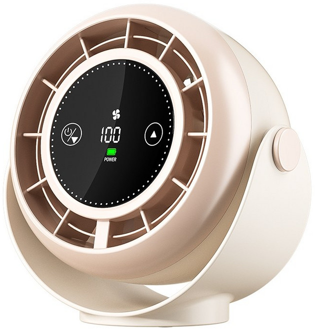 헤미션 무선 무소음 회전 탁상용 선풍기 대풍량 서큘레이터 캠핑용 1-100단 풍량 조절, 베이지