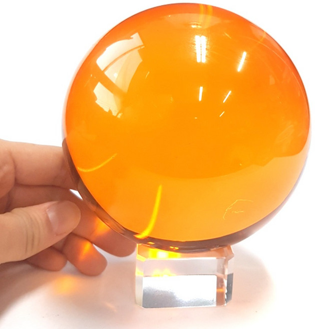 유리구슬 10cm 황색 크리스탈구슬 수정구슬 풍수구슬