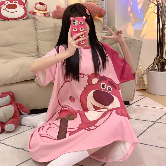 睡衣女 夏季薄款 短袖 寬鬆 Snoopy 睡裙