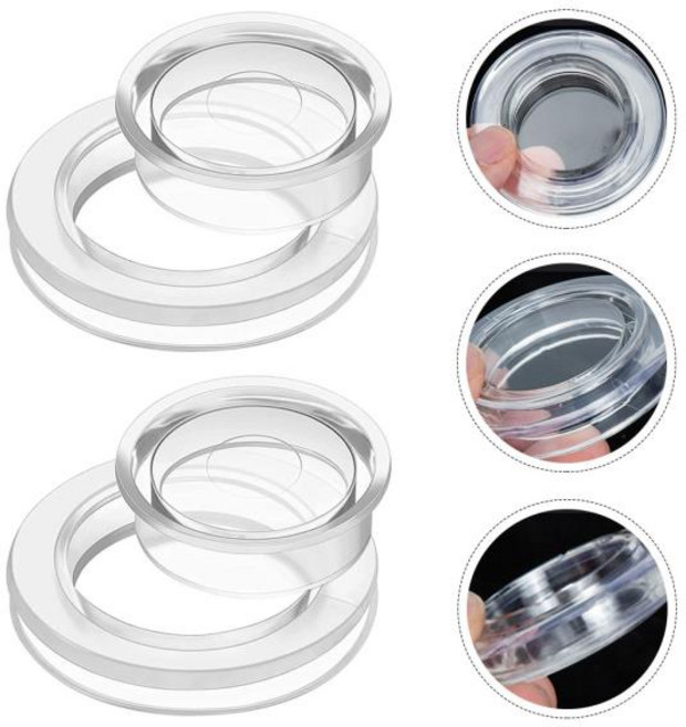 차양막 우산 구멍 커버 테이블 링 정원 미니 파티오 야외 파라솔 햇빛가리개 실리카 젤 캡 포함 2 세트, 01 Transparent Color