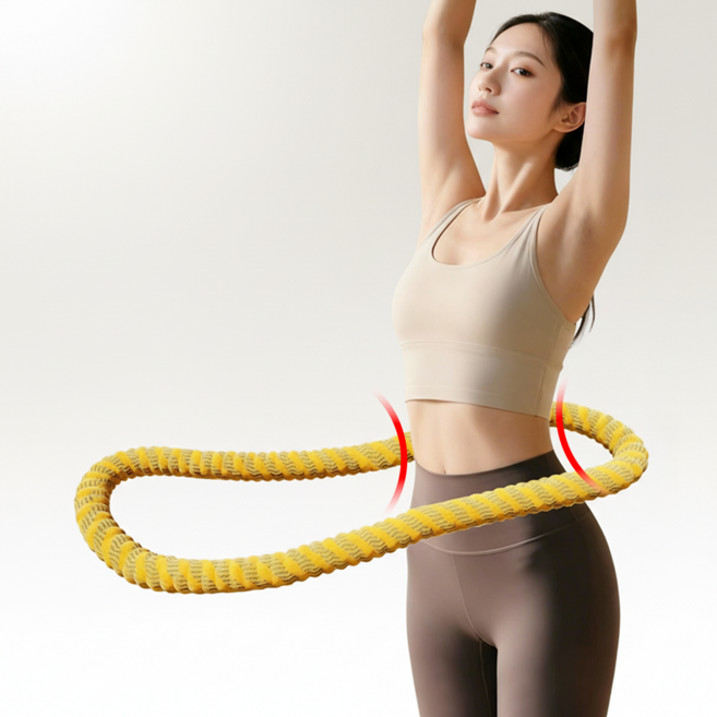 레츠굿 뱃살 다이어트 훌라후프, 옐로우, 1개, 1.5kg