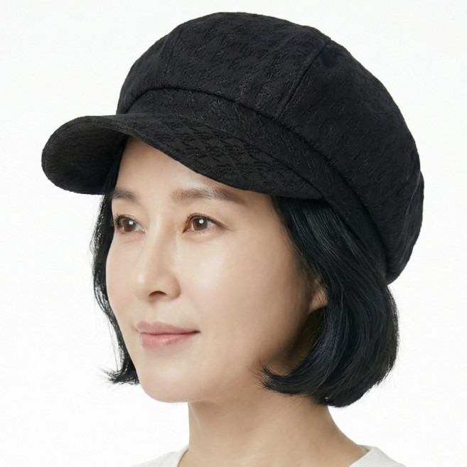 여름 팔각모 클래식 촘촘 해링본 중년여성 모자 화려한 레이스 큐빅 망사 플라워 빵모자