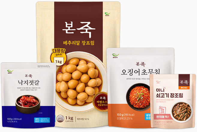 [본죽] 낙지젓갈 외 냉장 반찬 세트( 메추리알1kg+미니장조림+낙지젓갈+오징어초무침), 1kg, 1개