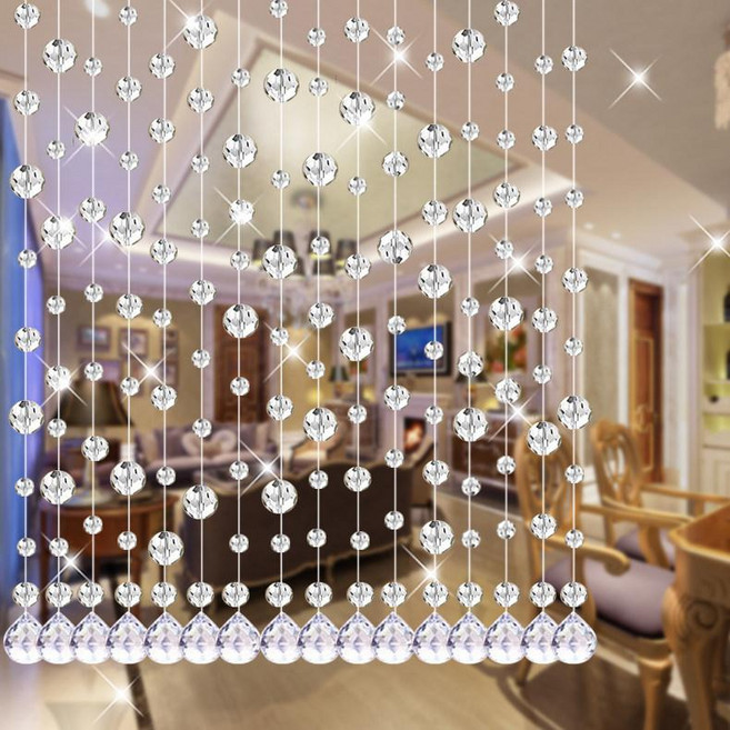 비즈 줄커튼 크리스탈 구슬발 아이방 주방 가림막, 고급 투명 맞춤 4.2m당