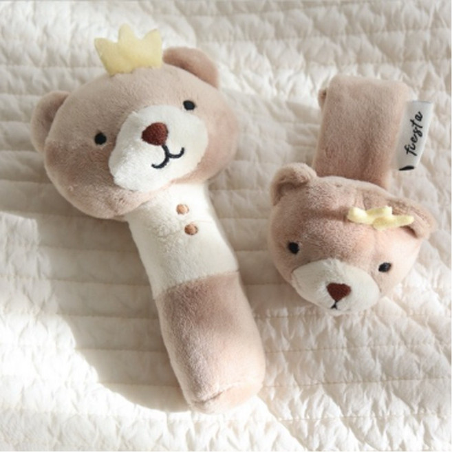 아기 딸랑이 삑삑이 곰 세트 돌 백일 아가 안전한 감성 패브릭 장난감