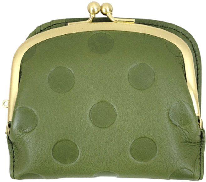 zucchero 日製 真皮頭層牛皮圓點口金包短夾女夾 LH1132