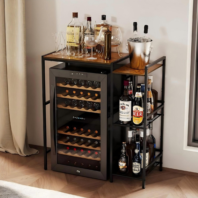 수납부착층판 전자레인지 거치대 커피바 TV 스탠드 음료 냉장고 테이블 86X40X95cm, 4단, 블랙