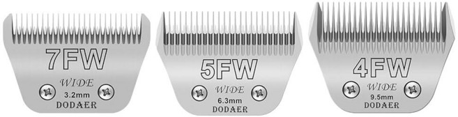탈착식 애완견 그루밍 클리퍼 세라믹 블레이드 Andis 사이즈 10 컷 길이 1.5mm(1/16인치) Oster A5 Wahl KM10 시리즈 클리퍼와 호환 가능, 7FW+5FW+4FW 3.2mm-9.5mm, Silver