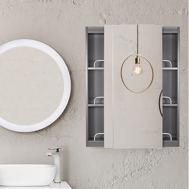 샘바스 미니슬라이드장 (1~3일 이내 출고) 2도어 전면거울 욕실장 여닫이 이쁜 인테리어 수납 화장실 주문제작가능, A타입, 배송 메모에 색상/타입 기재해주세요, 1개